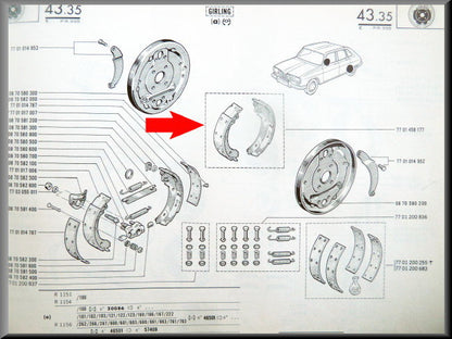 Mâchoires de frein Girling – Renault 16 TL, TS – OEM 7701458177