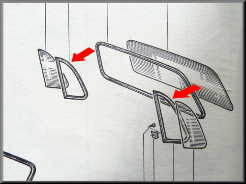 Caoutchoucs custode latérale - Renault 16 - OEM 0354123000 / 0354123100