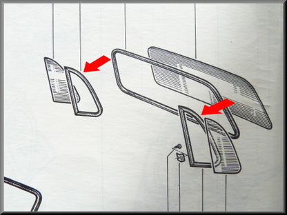 Caoutchoucs custode latérale - Renault 16 - OEM 0354123000 / 0354123100