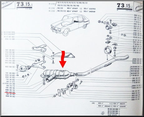Rear silencer – Renault 16 L (1150) – OEM 0821684600