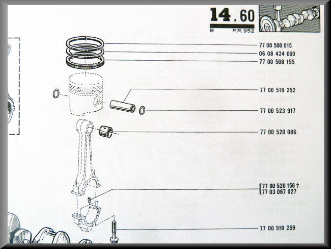 Zuigerveren (set) – Renault 12 Gordini – Renault 15 - Renault 17 - Renault 16 - OEM 7700500015 / 0608424000 / 7700508155