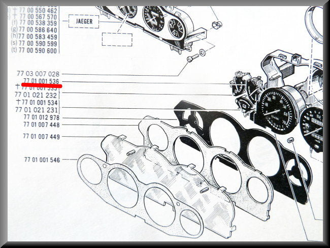 Compteur de tableau de bord température liquide de refroidissement – Renault 16 TX – OEM 7701001536
