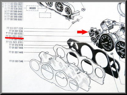 Tableau de bord - jauge à carburant - Renault 16 TX - OEM 7701021232