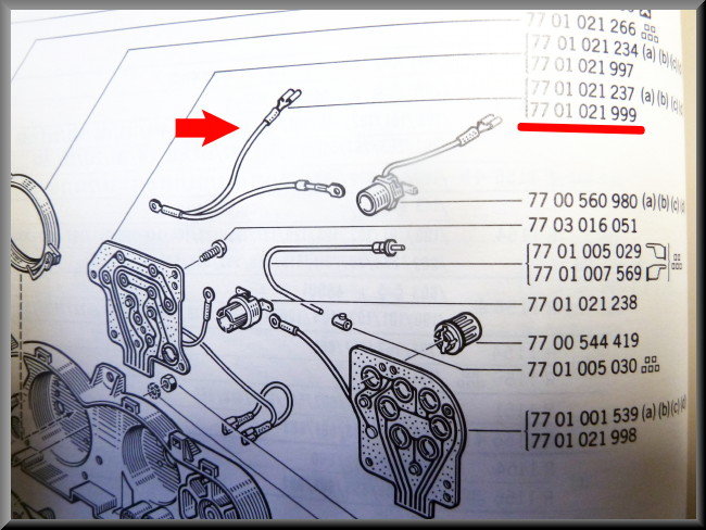 Câble d'alimentation tableau de bord – Renault 16 TX – OEM 7701021999