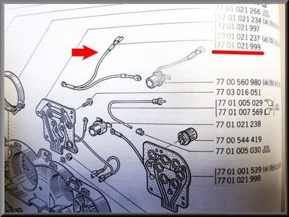 Câble d'alimentation tableau de bord – Renault 16 TX – OEM 7701021999