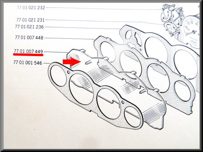 Cache-tableau de bord transparent – Renault 16 TX, TS – OEM 7701007449 – Occasion