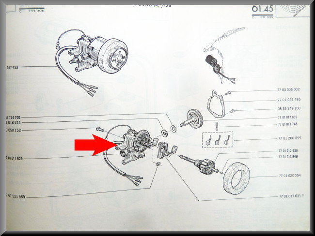 Moteur d'essuie-glace arrière – Renault 16 – OEM 7701017629