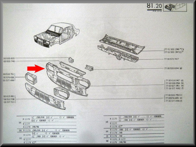 Frontplaat - Renault 12 nieuwe type – OEM 7700627361