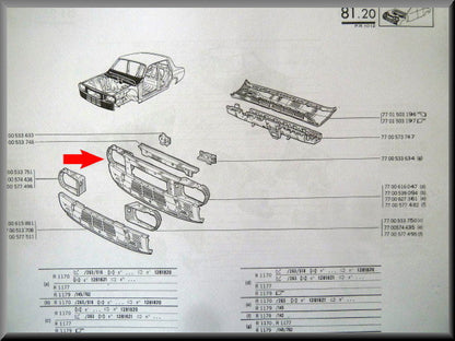 Frontplaat - Renault 12 nieuwe type – OEM 7700627361