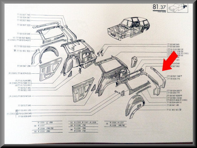 Balk achterscherm links Break – Renault 12 – OEM 7700547748
