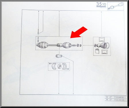 Arbre de transmission type 3 – Renault 16 – OEM 7701348142 – Occasion
