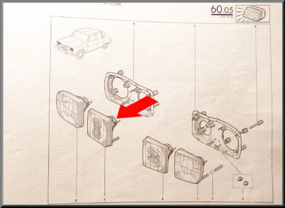 Phare avant droit intérieur (blanc) – Renault 16 TX >1976 – OEM 7701018377