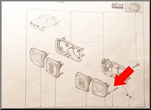 Phare gauche extérieur (blanc) – Renault 16 TX >1976 – OEM 7701018373
