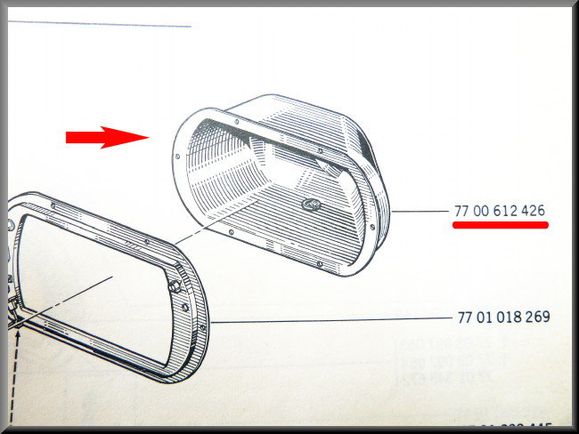 Plastic koplamphuis links – Renault 12 – OEM 7700612426