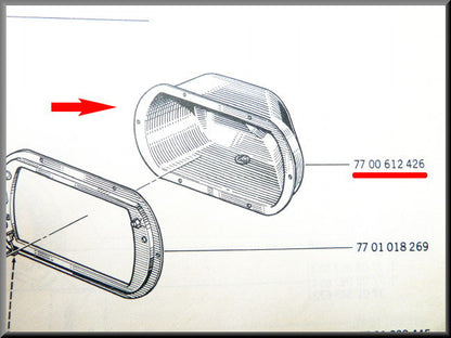 Plastic koplamphuis links – Renault 12 – OEM 7700612426
