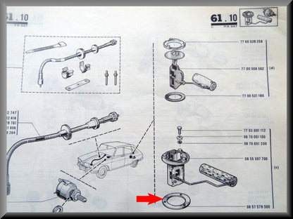 Joint en caoutchouc pour jauge à carburant – Renault 16 (1965-1970) – OEM 0857579500