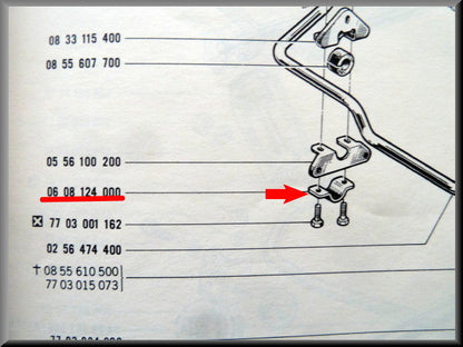 Support de fixation barre stabilisatrice inférieure – Renault 16 – OEM 0608124000