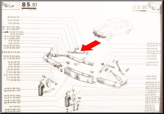 Support de pare-chocs avant droit – Renault 16 – OEM 0854330600