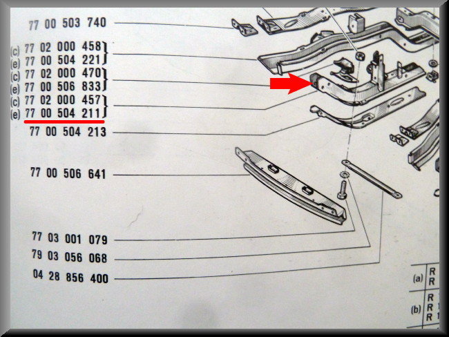 Longeron droit – Renault 12 – OEM 7700504211