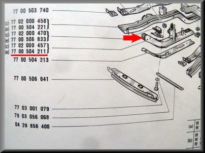 Longeron droit – Renault 12 – OEM 7700504211