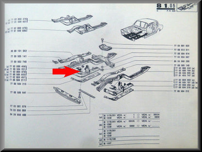 Longeron droit – Renault 12 – OEM 7700504211