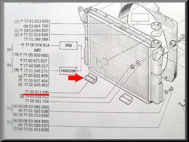 Support de radiateur en caoutchouc – Renault 12 – OEM 7700613390