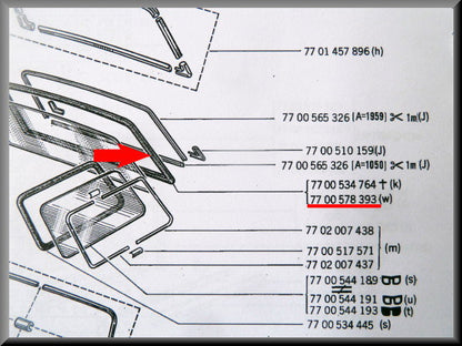 Achterruit rubber – Renault 12 Break – OEM 7700578393