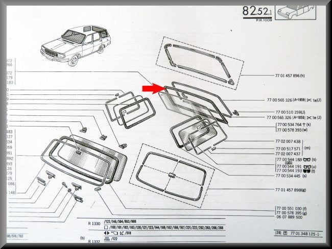 Achterruit rubber – Renault 12 Break – OEM 7700578393