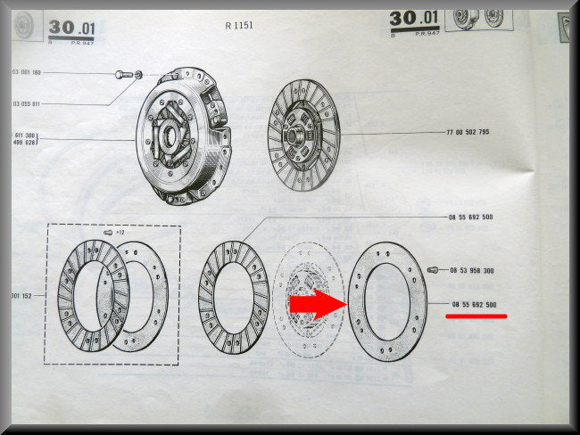 Clutch plate lining (set of 2) – Renault 16 – OEM 0855692500
