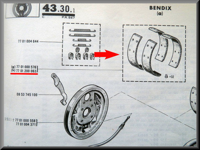 Remvoering set (gelijke grootte) – Renault 16 – OEM 7701200063