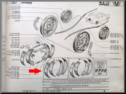 Kit mâchoires de frein (2 tailles) – Renault 16 – OEM 0855739200