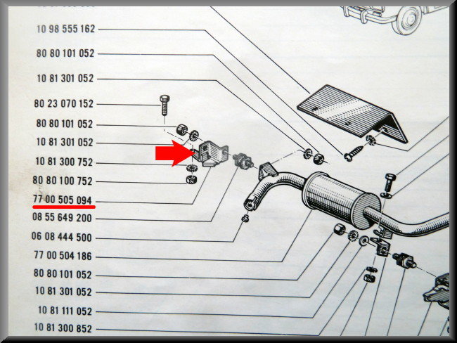 Exhaust silencer support – Renault 16 – OEM 7700505094