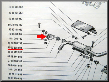 Exhaust silencer support – Renault 16 – OEM 7700505094