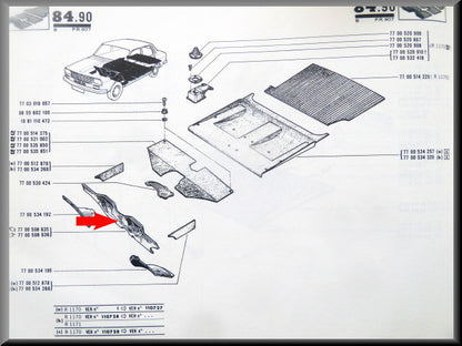 Schutbord bekleding met isolatie – Renault 12 – OEM 7700508635 / 7700508636
