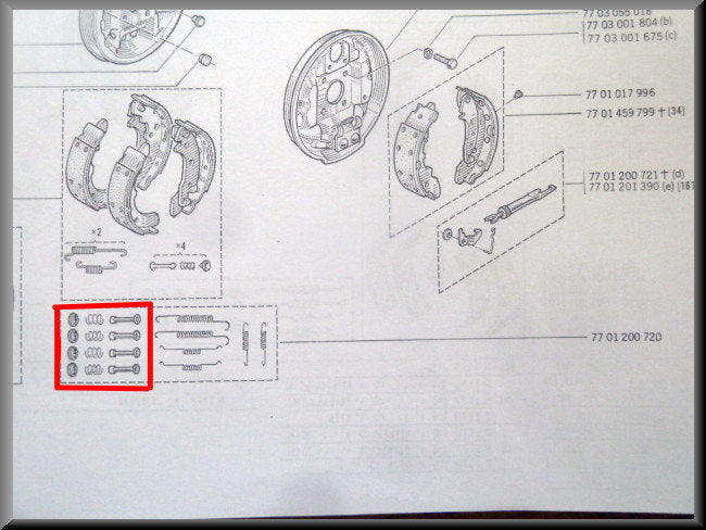 Remschoen bevestigingsset – Renault 12 – Renault 15 - Renalt 17 - Renault 16 - OEM 7701200837 / 7701200720