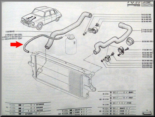 Tuyau vase d'expansion – Renault 12 – OEM 6000011529