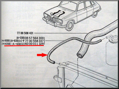 Expansievat slang – Renault 12 –  Renault 15 - Renault 17 - OEM 6000011529
