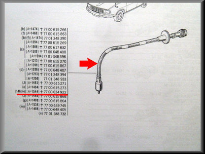 Câble de compteur – Renault 12 nouveau type – Renault 15 - Renault 17 - OEM 7700639745 / 7701348933 / 7701348732