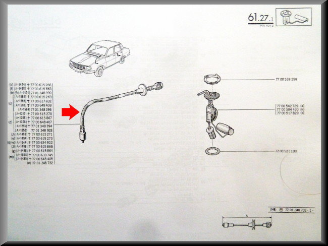 Câble de compteur – Renault 12 nouveau type – Renault 15 - Renault 17 - OEM 7700639745 / 7701348933 / 7701348732