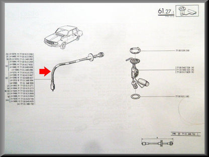 Câble de compteur – Renault 12 nouveau type – Renault 15 - Renault 17 - OEM 7700639745 / 7701348933 / 7701348732