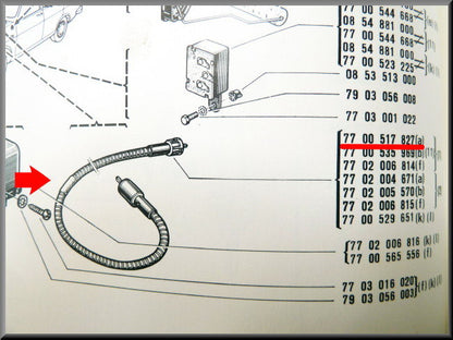 Km teller kabel  – Renault 12 oude type – OEM 7700517827