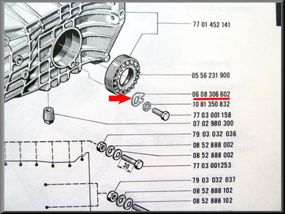 Rondelle frein écrou réglage roulement différentiel (BVM4) – Renault 12 – OEM 0608306602
