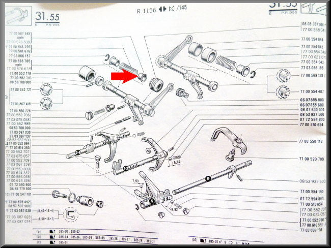 Centreerbus schakelas veer (5 bak) – Renault 16 – OEM 7700567545