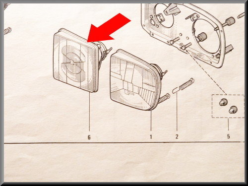 Phare gauche intérieur (jaune) – Renault 16 TX >1976 – OEM 7701018374
