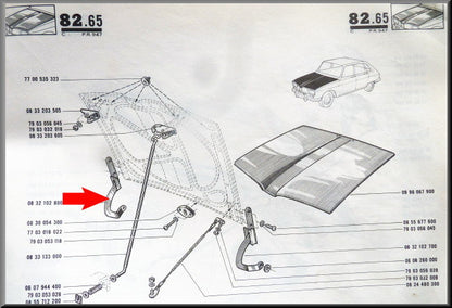 Motorkap scharnier rechts – Renault 16 – OEM 0832102700