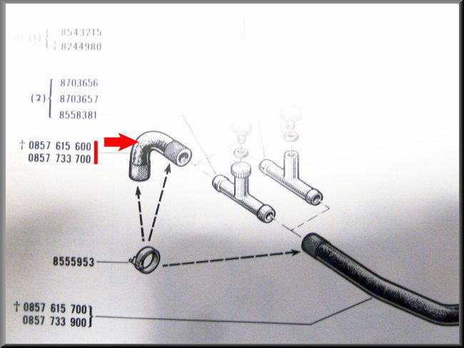 Koelslang carburateur – Renault 16 TL, L – OEM 0857733700