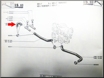 Koelslang carburateur – Renault 16 TL, L – OEM 0857733700