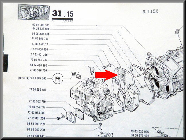 Plaque intermédiaire (5 vitesses) – Renault 16 – OEM 7700552731