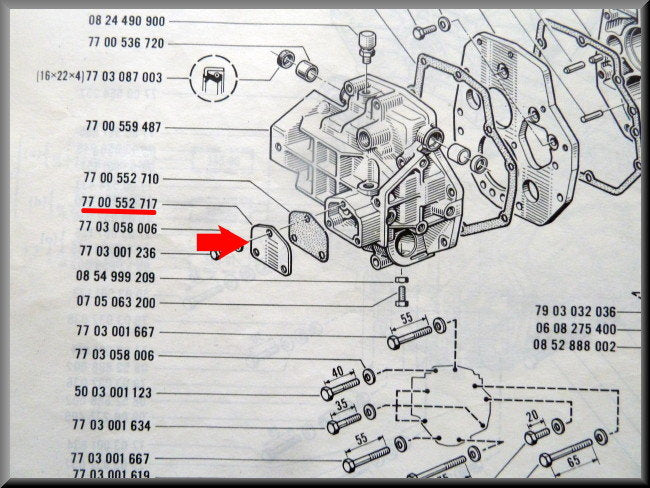 Plaque d'obturation couvercle de carter (5 vitesses) – Renault 16 – OEM 7700552717