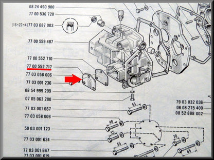 Plaque d'obturation couvercle de carter (5 vitesses) – Renault 16 – OEM 7700552717